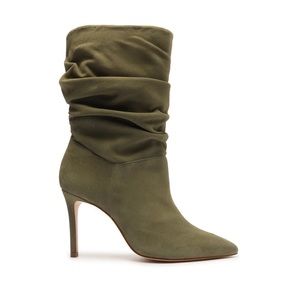 SCHUTZ Ashlee Suede Bootie in Aspen Green